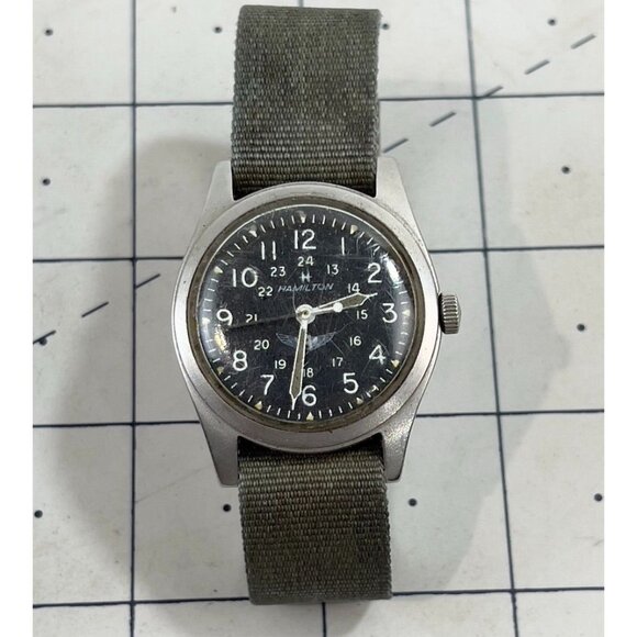 Vintage HAMILTON Avirex #921980 Military Style Wrist Watch C.1979 RARE Khaki - Picture 11 of 12